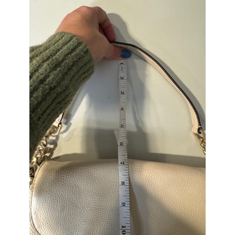 Michael Kors Bedford Medium Tassle Convertible Offwhite Shoulder Leather Bag - Picture 14 of 14